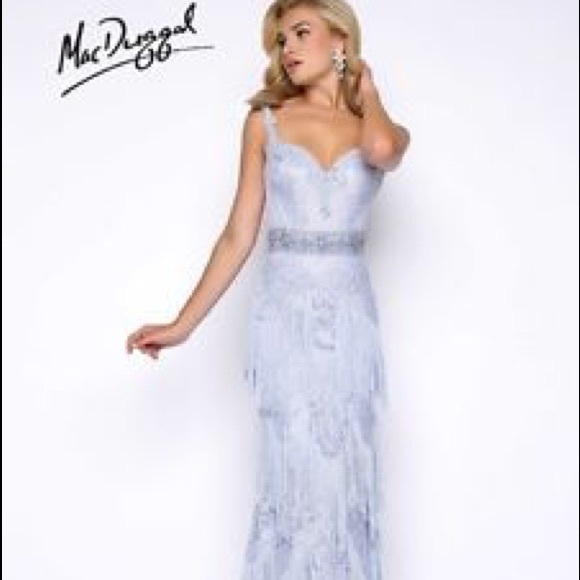 mac duggal fringe dress